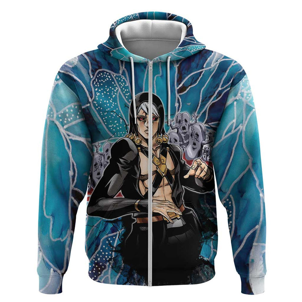 Trippy Risotto Nero Metallic Jojos Bizarre Adventure Hoodie Trippy Style Trippy Risotto Nero Metallic Jojos Bizarre Adventure Hoodie Trippy Style