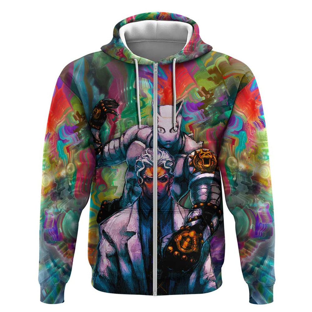 Trippy Yoshikage Kira Deadly Queen Jojos Bizarre Adventure Hoodie Trippy Style Trippy Yoshikage Kira Deadly Queen Jojos Bizarre Adventure Hoodie Trippy Style