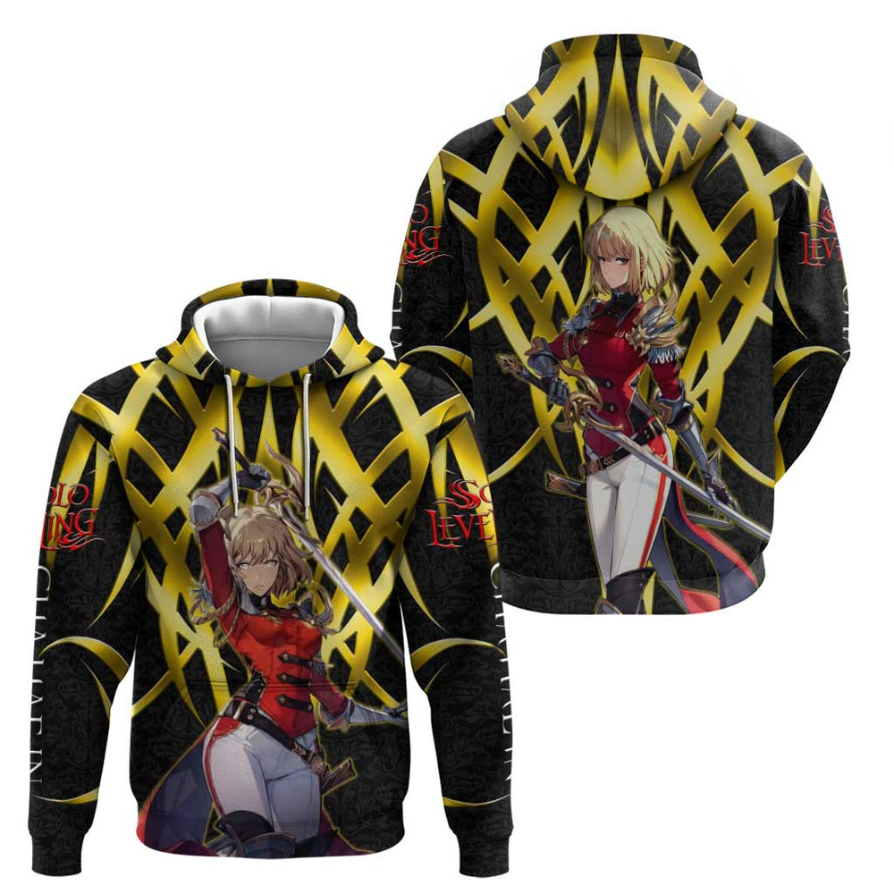 Cha Hae In Solo Leveling Hoodie Golden Bladecore Anime Style Cha Hae In Solo Leveling Hoodie Golden Bladecore Anime Style