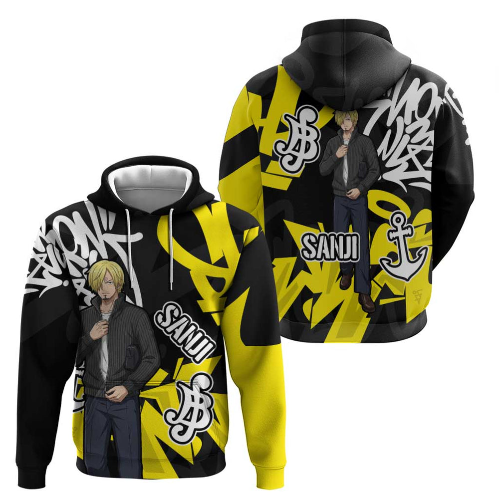 Vinsmoke Sanji One Piece Hoodie Graffiti Street Art Anime Collage Vinsmoke Sanji One Piece Hoodie Graffiti Street Art Anime Collage