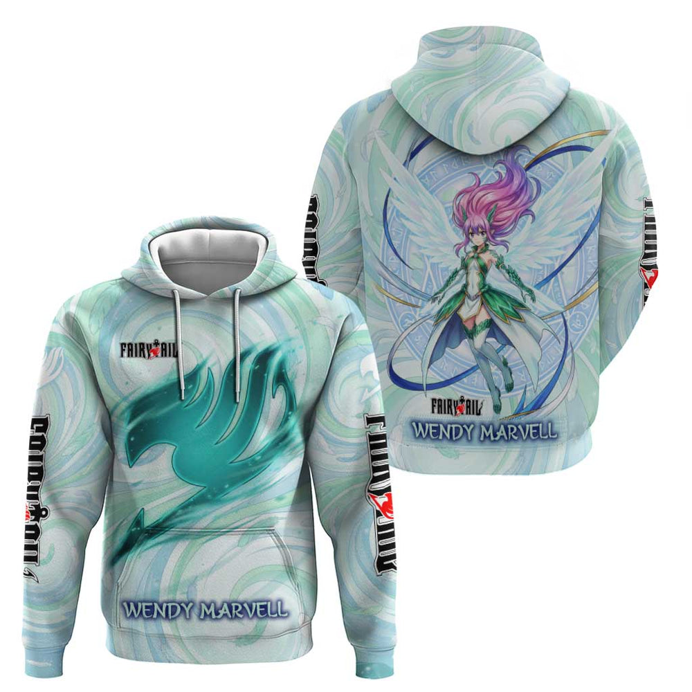 Wendy Marvell Fairy Tail Hoodie Sky Dragon Anime Style with Pastel Wind and Wing Motif Wendy Marvell Fairy Tail Hoodie Sky Dragon Anime Style with Pastel Wind and Wing Motif