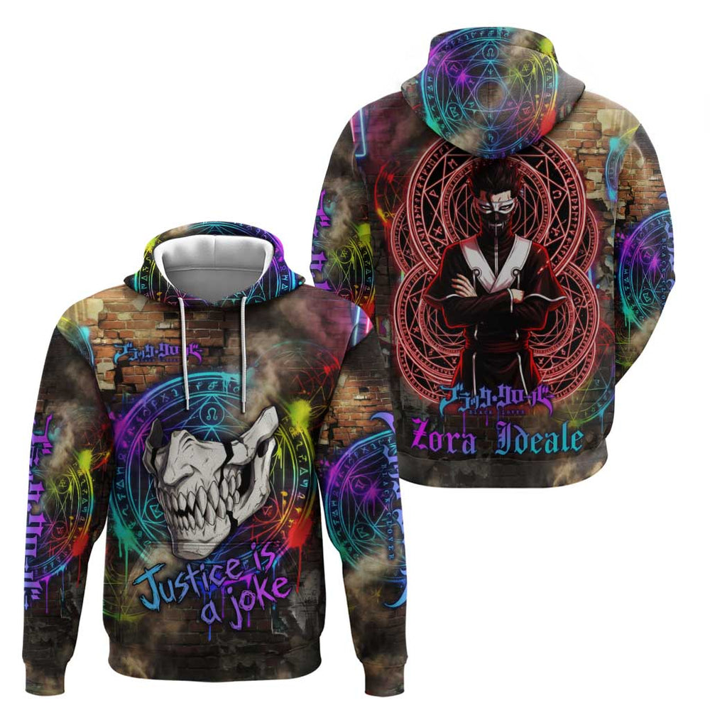Zara Ideale Black Clover Hoodie Graffiti Magic Circle Style with Urban Grunge Aesthetic Zara Ideale Black Clover Hoodie Graffiti Magic Circle Style with Urban Grunge Aesthetic