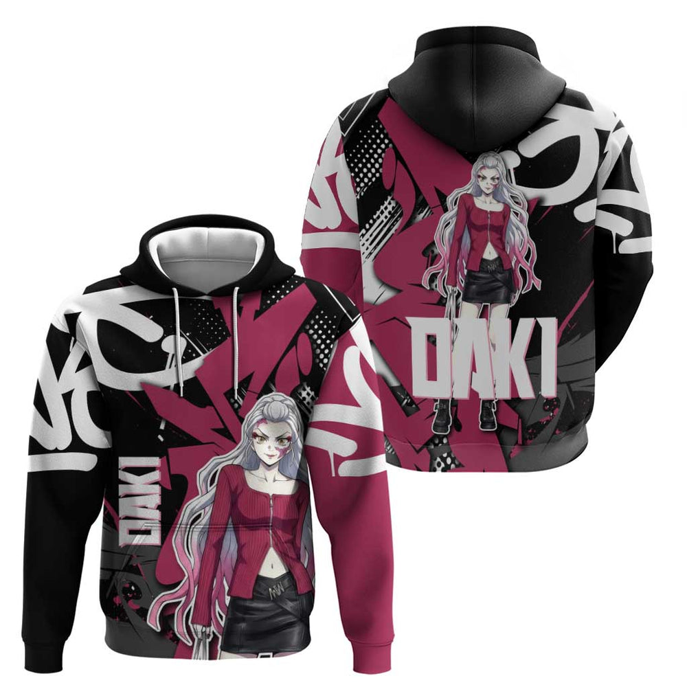 Daki Demon Slayer Hoodie Pink Graffiti Anime Aesthetic Daki Demon Slayer Hoodie Pink Graffiti Anime Aesthetic