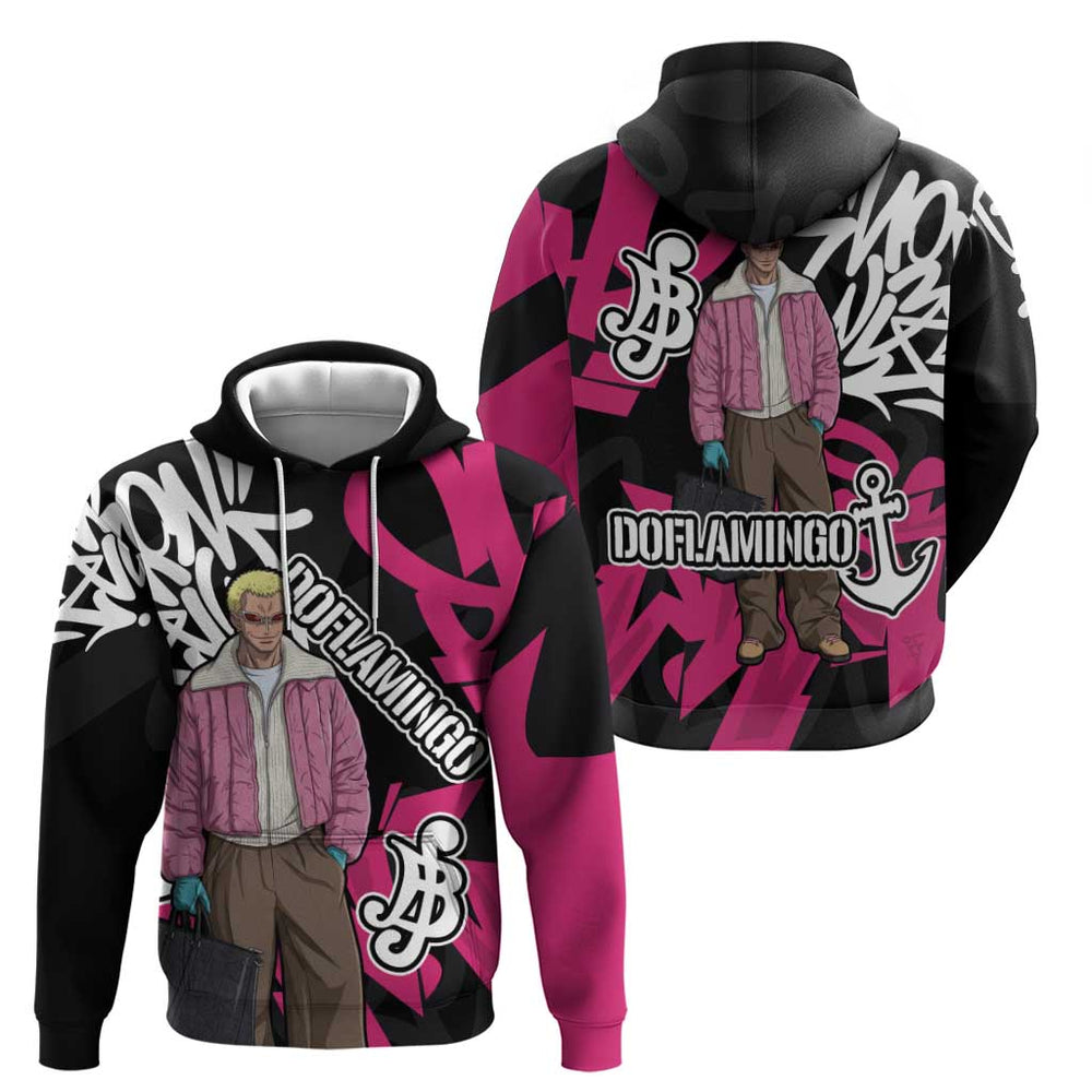 Donquixote Doflamingo One Piece Hoodie Graffiti Street Art Anime Collage Donquixote Doflamingo One Piece Hoodie Graffiti Street Art Anime Collage