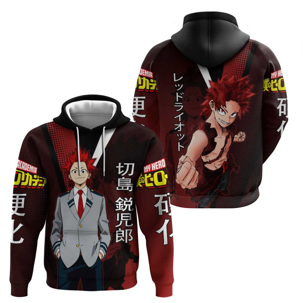 Eijiro Kirishima Red Riot Hoodie Japanese Comic Book Style Eijiro Kirishima Red Riot Hoodie Japanese Comic Book Style