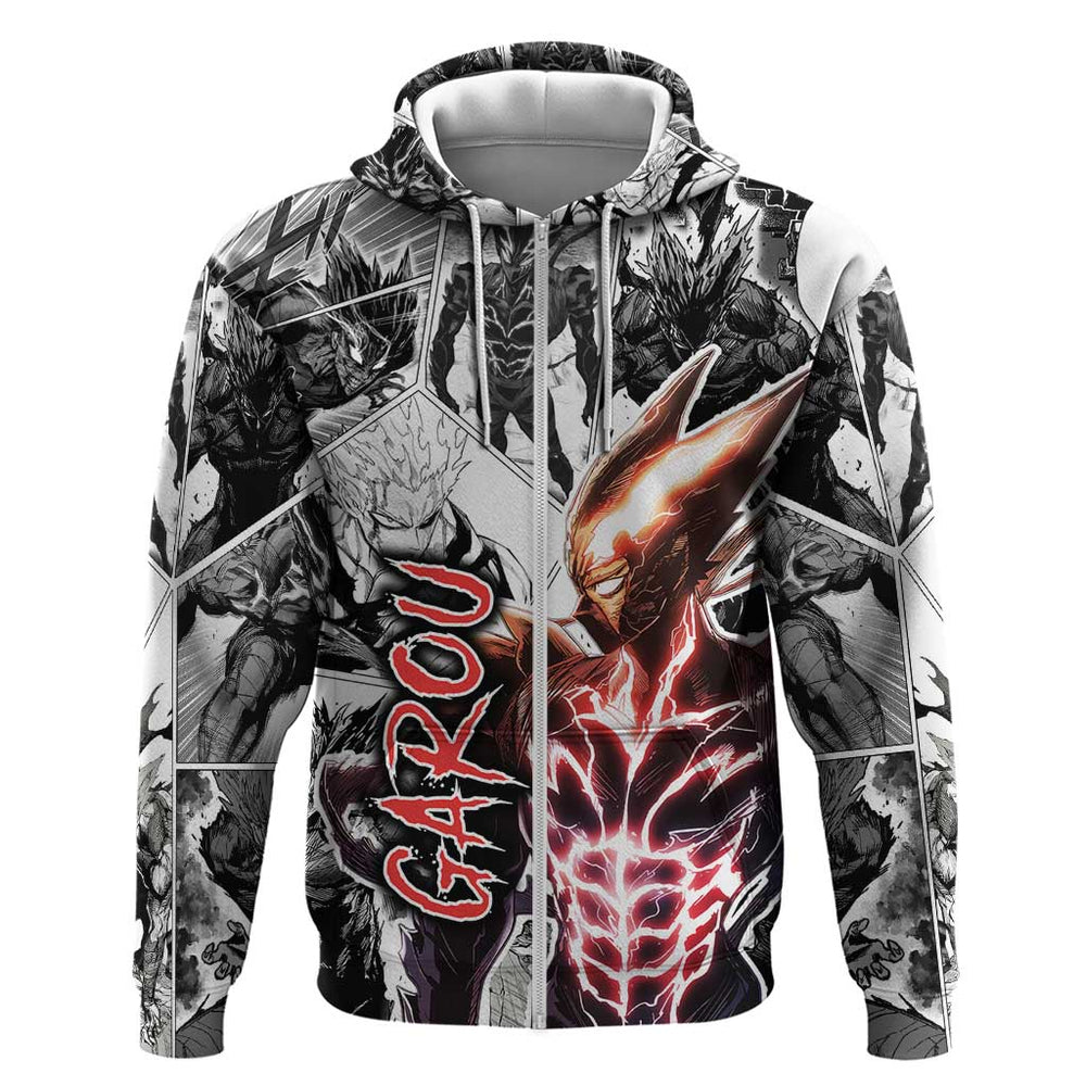 Garou - One Punch Man Hoodie Anime Mix Manga Style Garou - One Punch Man Hoodie Anime Mix Manga Style