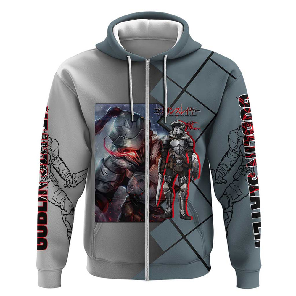Goblin Slayer Goblin Slayer Hoodie with Armor Clad Battle Pose and Dark Fantasy Design Goblin Slayer Goblin Slayer Hoodie with Armor Clad Battle Pose and Dark Fantasy Design