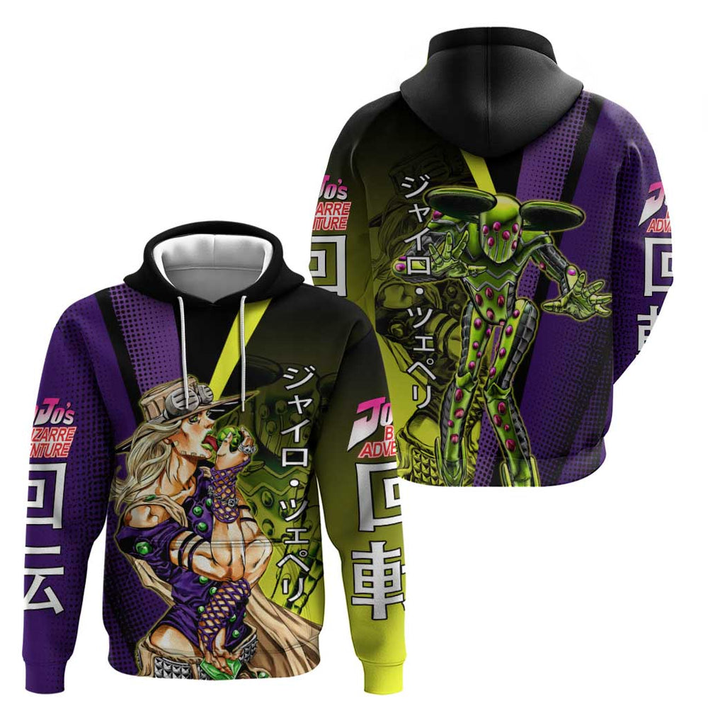 Gyro Zeppeli JoJos Bizarre Adventure Hoodie with Spin Pose and Vibrant Gyro Zeppeli JoJos Bizarre Adventure Hoodie with Spin Pose and Vibrant