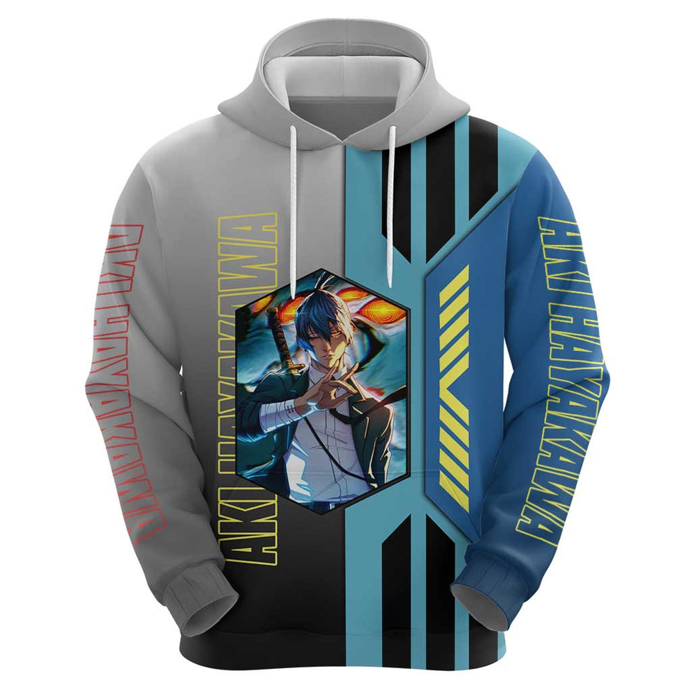 Aki Hayakawa from Chainsaw Man Hoodie with Sword and Stylish Pose Design Aki Hayakawa from Chainsaw Man Hoodie with Sword and Stylish Pose Design