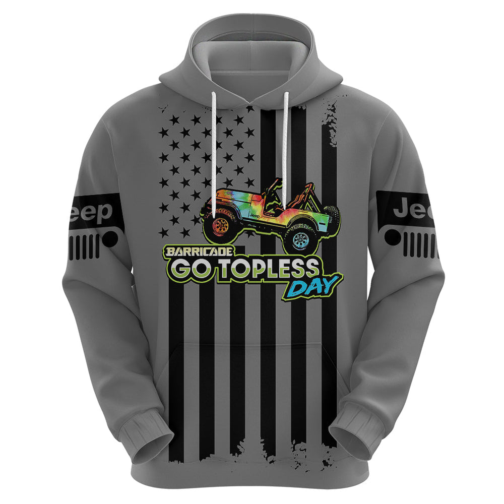 Jeep Go Topless Day 2023 Get Dirty Hoodie Grey Version Jeep Go Topless Day 2023 Get Dirty Hoodie Grey Version