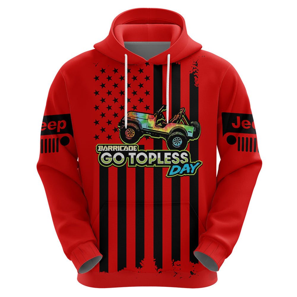 Jeep Go Topless Day 2023 Get Dirty Hoodie Red Version Jeep Go Topless Day 2023 Get Dirty Hoodie Red Version