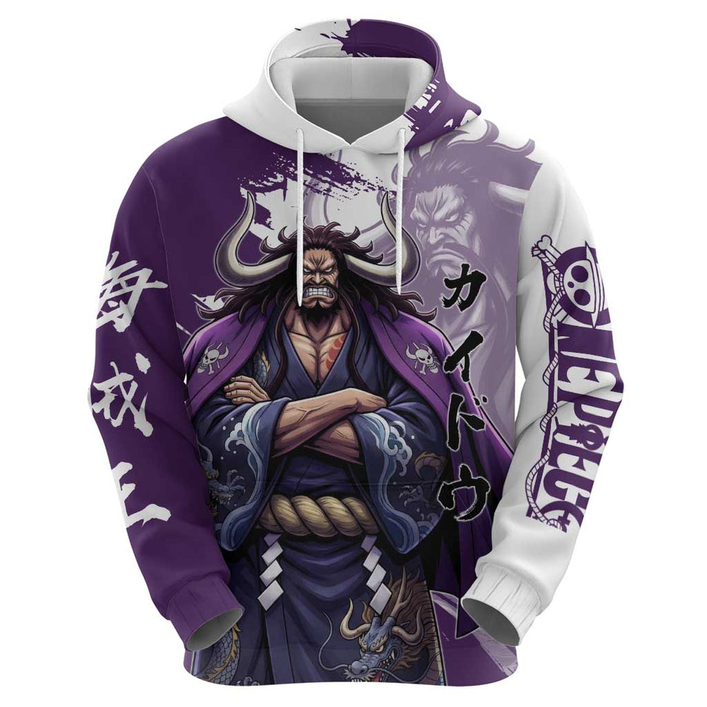 Kaido Anime Hoodie One Piece Oni Warlord Graphic Kaido Anime Hoodie One Piece Oni Warlord Graphic