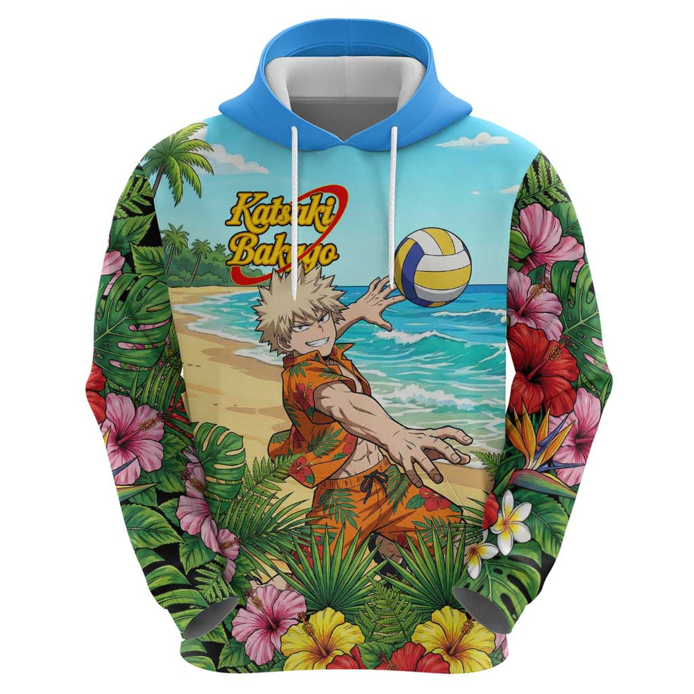Katsuki Bakugo Summer Chill Hoodie Tropical Anime Action Scene Katsuki Bakugo Summer Chill Hoodie Tropical Anime Action Scene
