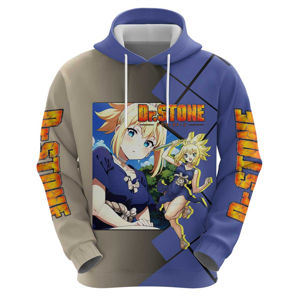 Kohaku Dr. Stone Hoodie with Combat Stance and Brave Adventure Design Kohaku Dr. Stone Hoodie with Combat Stance and Brave Adventure Design