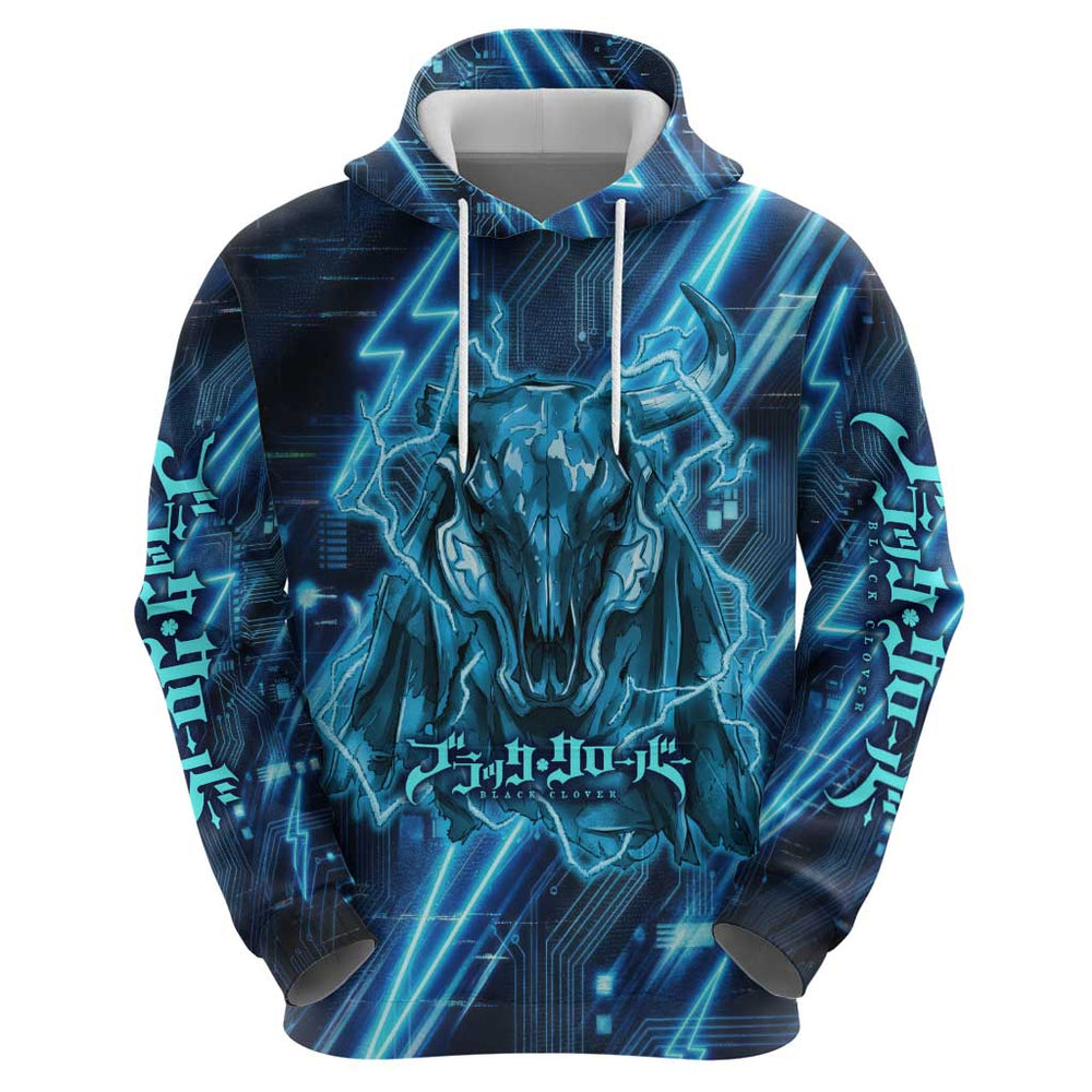 Luck Voltia Black Clover Hoodie Tech Lightning Anime Style with Electric Circuit Background Luck Voltia Black Clover Hoodie Tech Lightning Anime Style with Electric Circuit Background