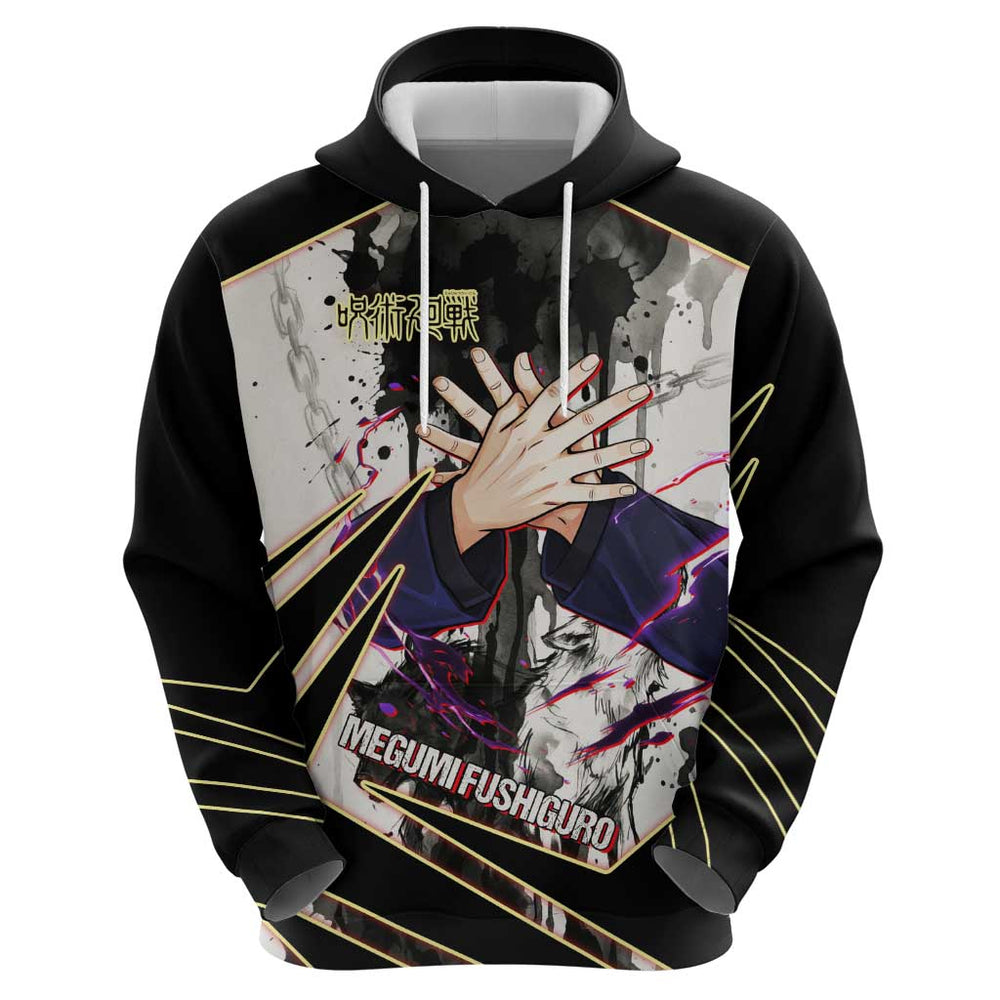 Megumi Fushiguro Shadow Master Hoodie Ink-Stained Cursed Technique Style Megumi Fushiguro Shadow Master Hoodie Ink-Stained Cursed Technique Style