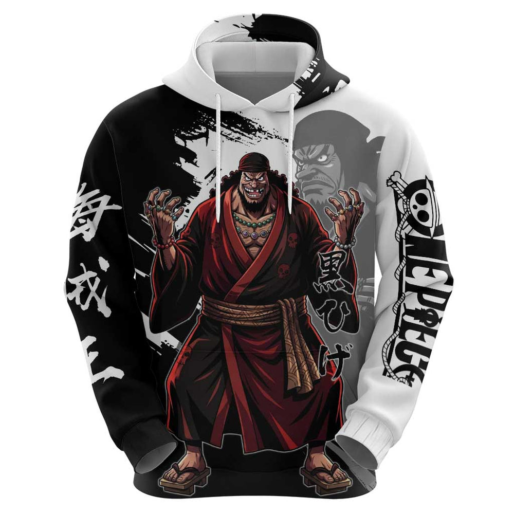 One Piece Blackbeard Hoodie Dark Emperor Ink Splash Graphic One Piece Blackbeard Hoodie Dark Emperor Ink Splash Graphic