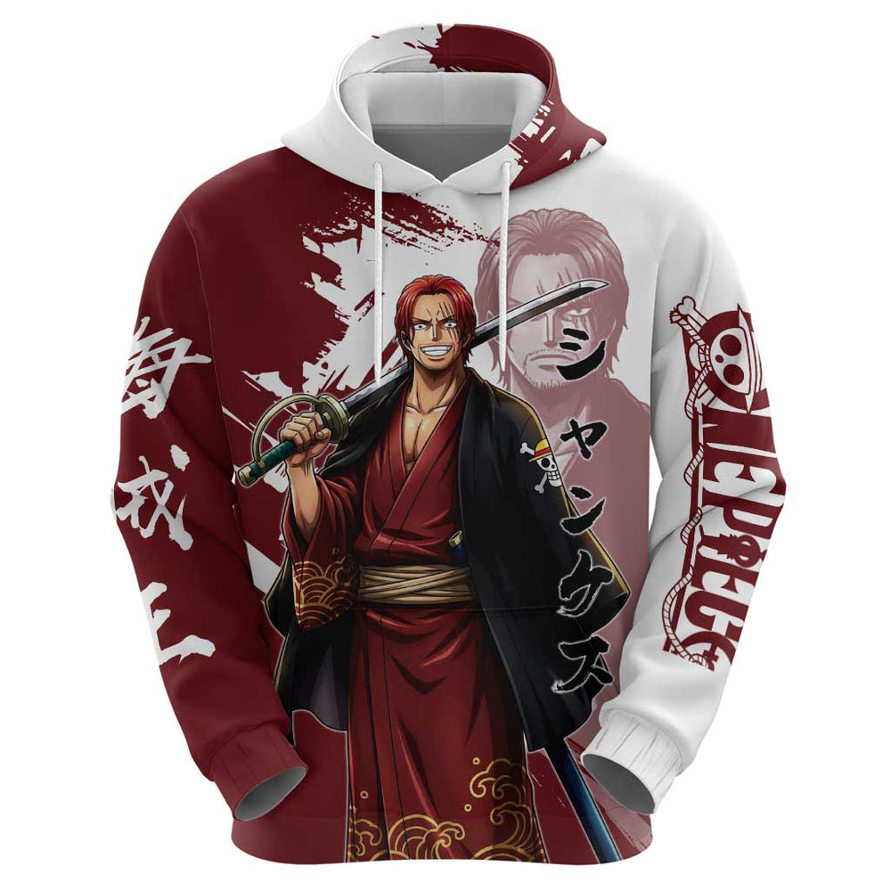 One Piece Shanks Red Hair Hoodie Japanese Anime Graphic One Piece Shanks Red Hair Hoodie Japanese Anime Graphic