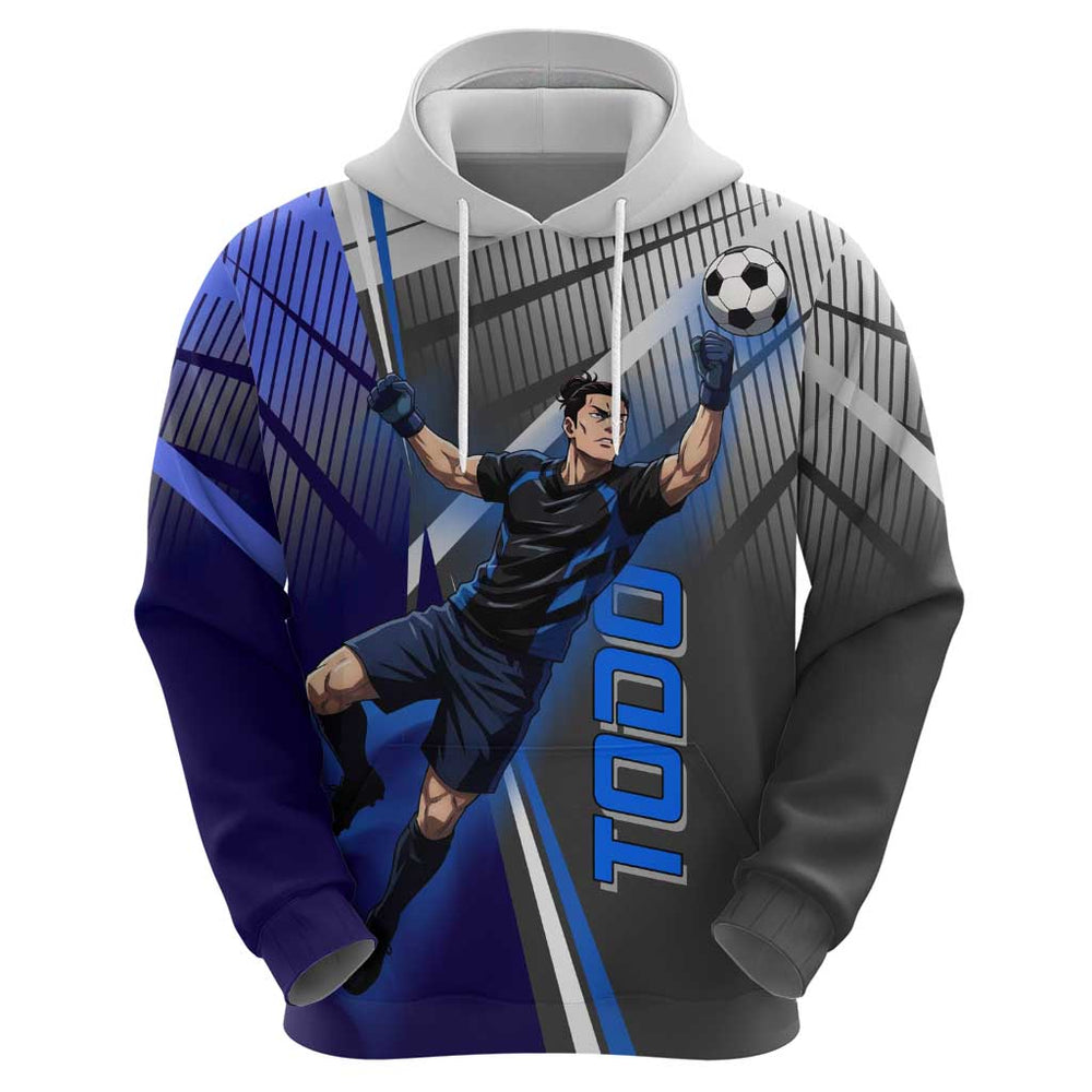 Personalized Aoi Todo Jujutsu Kaisen Hoodie with Blue Gradient and Goalkeeper Action Design Personalized Aoi Todo Jujutsu Kaisen Hoodie with Blue Gradient and Goalkeeper Action Design