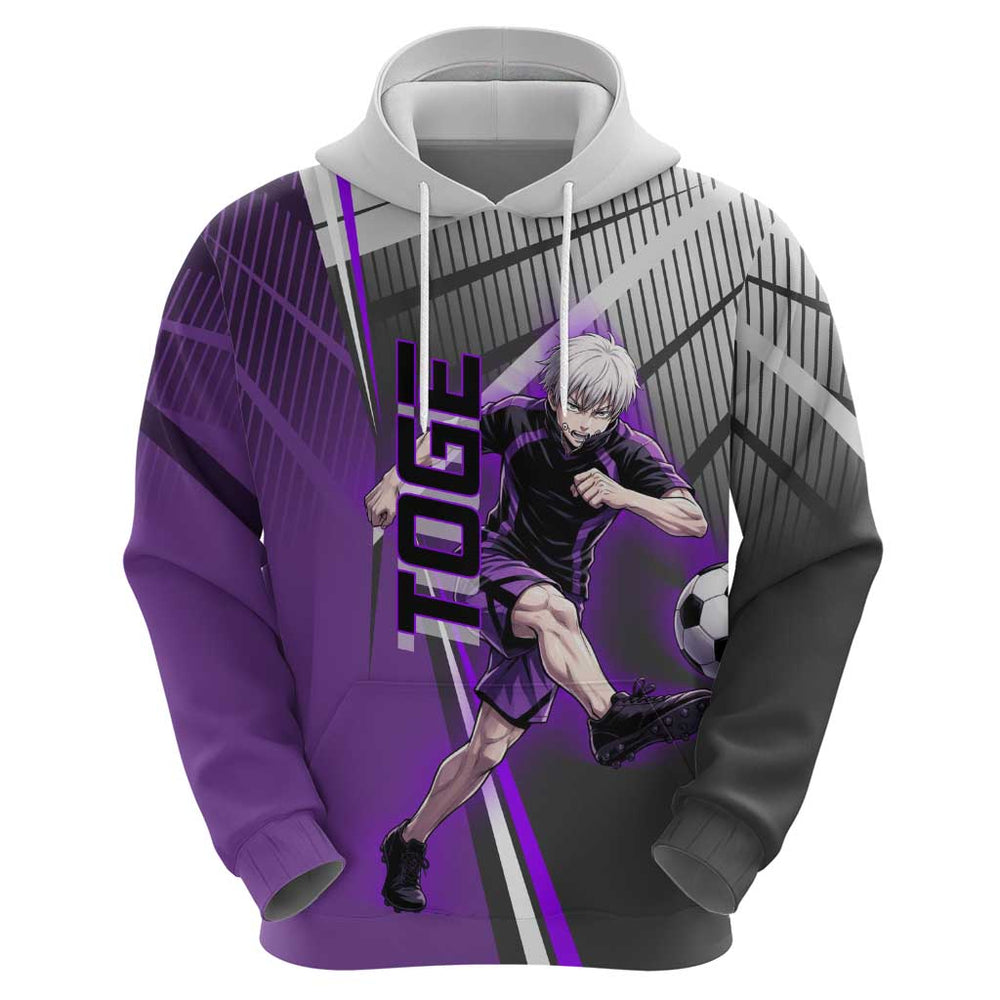 Personalized Toge Inumaki Jujutsu Kaisen Hoodie with Purple Gradient and Action Kick Design Personalized Toge Inumaki Jujutsu Kaisen Hoodie with Purple Gradient and Action Kick Design