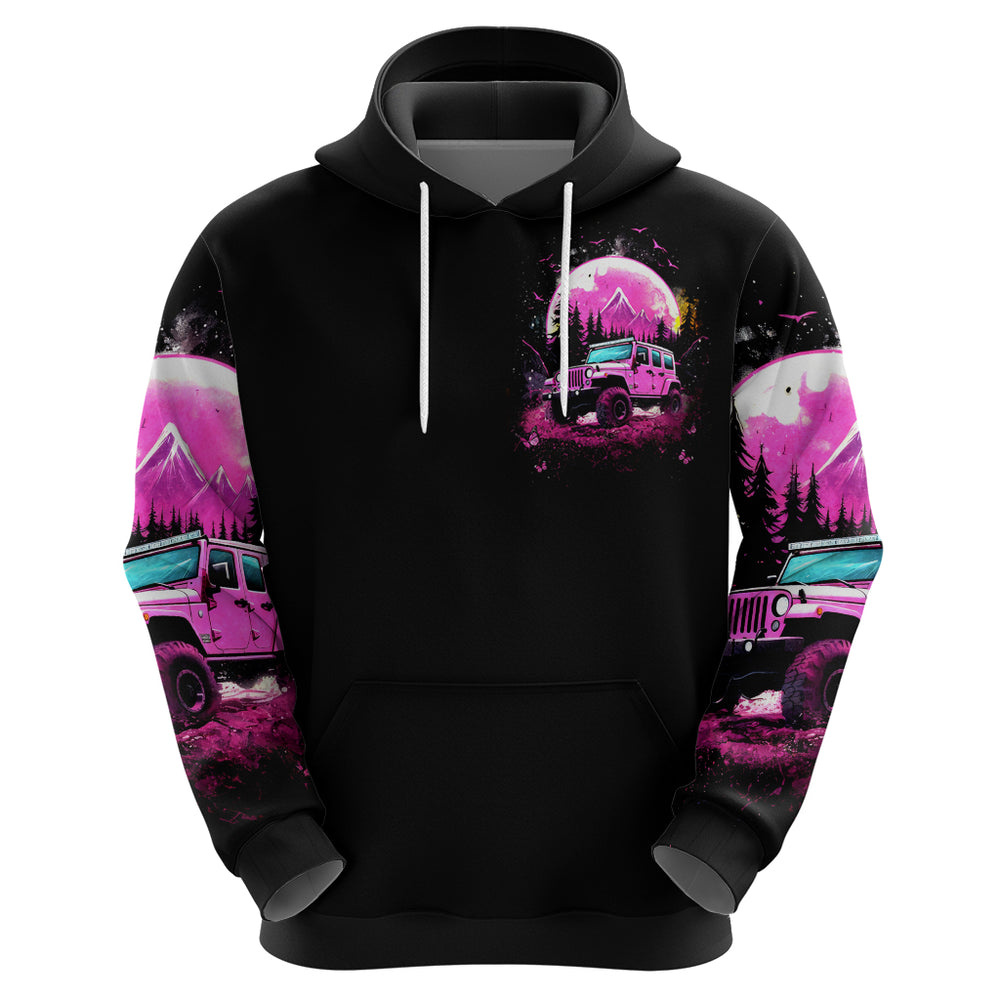 Pink Jeep Hoodie Not All Who Wander Are Lost DT01 Pink Jeep Hoodie Not All Who Wander Are Lost DT01