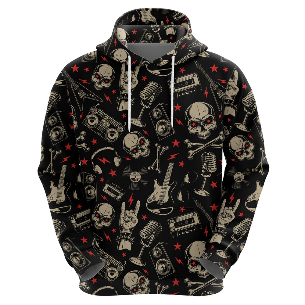 Rock And Roll Skull Pattern Design Hoodie DT02 Rock And Roll Skull Pattern Design Hoodie DT02