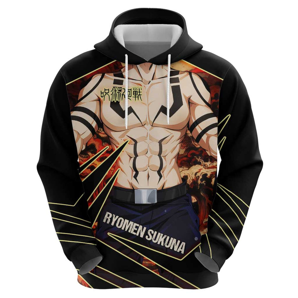 Ryomen Sukuna Malevolent Shrine Hoodie Infernal Cursed Domain Art Style Ryomen Sukuna Malevolent Shrine Hoodie Infernal Cursed Domain Art Style