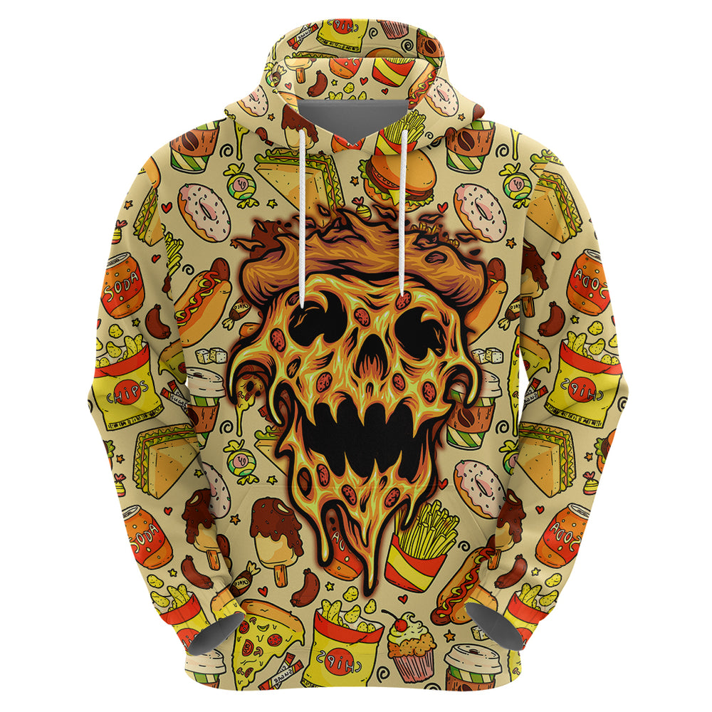 Skull Pizza Pattern Hoodie Rest in pizza Skull Pizza Pattern Hoodie Rest in pizza
