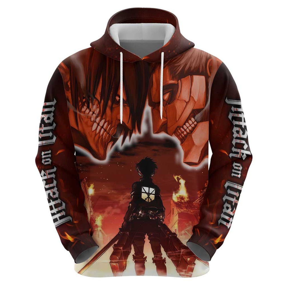 Burning Attack on Titan Hoodie Anime Mix Trippy Style Burning Attack on Titan Hoodie Anime Mix Trippy Style
