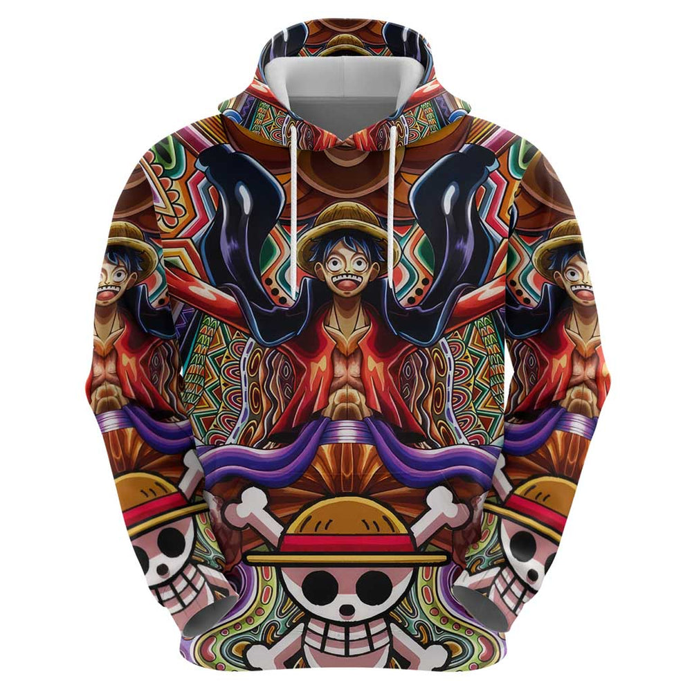 Trippy Monkey D. Luffy One Piece Hoodie Anime Mix Hippie Style Trippy Monkey D. Luffy One Piece Hoodie Anime Mix Hippie Style