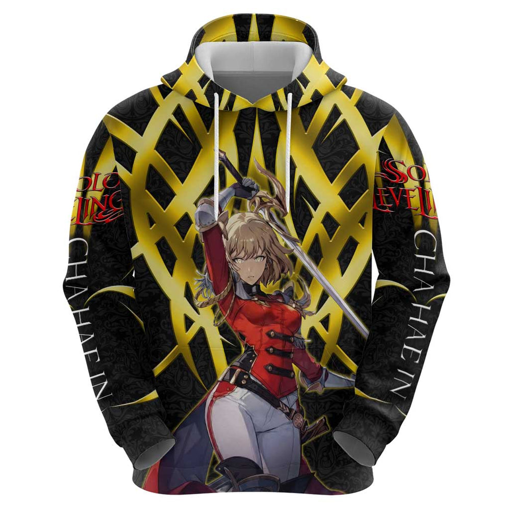 Cha Hae In Solo Leveling Hoodie Golden Bladecore Anime Style Cha Hae In Solo Leveling Hoodie Golden Bladecore Anime Style