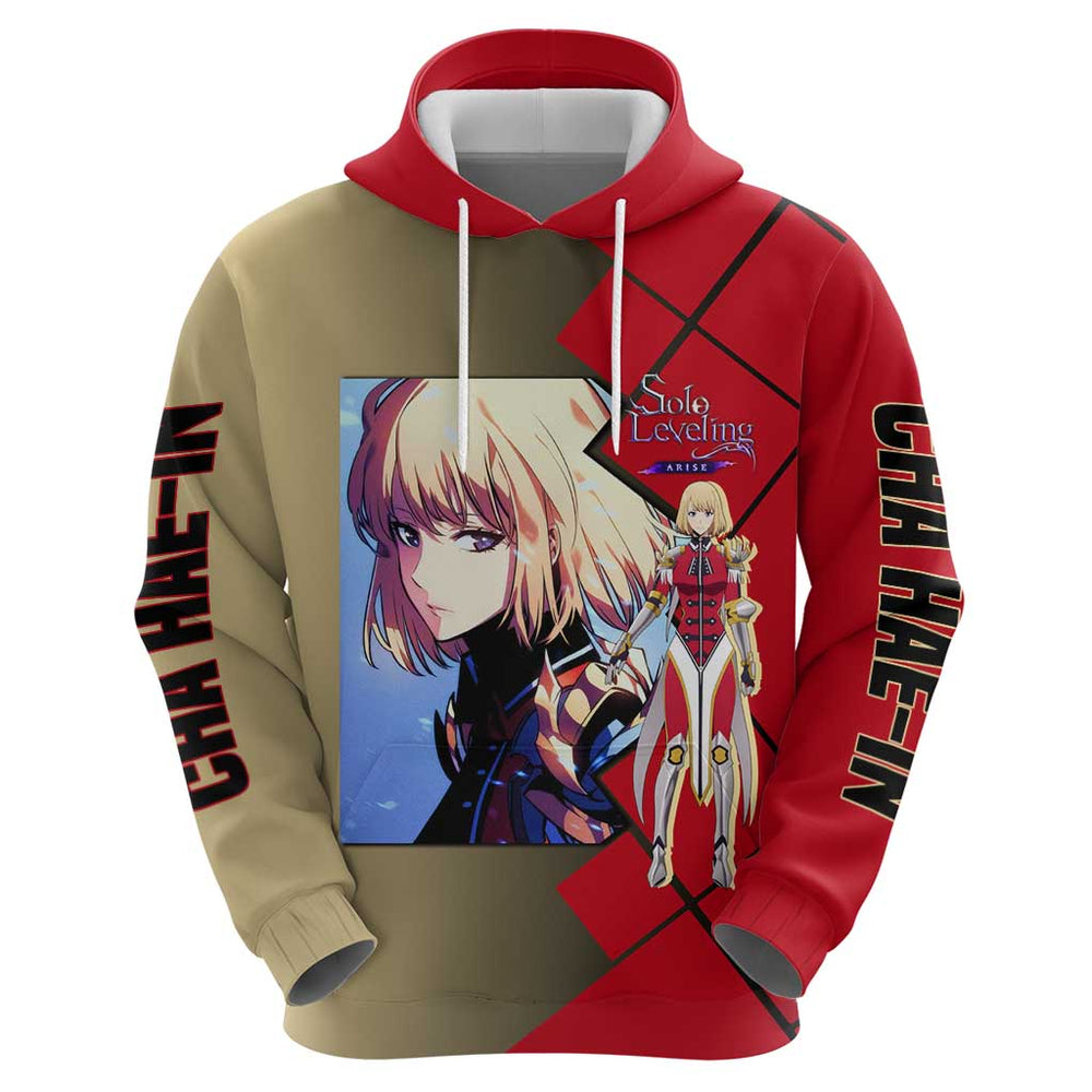 Cha Hae-In Solo Leveling Hoodie with Combat Pose and Intense Action Design Cha Hae-In Solo Leveling Hoodie with Combat Pose and Intense Action Design