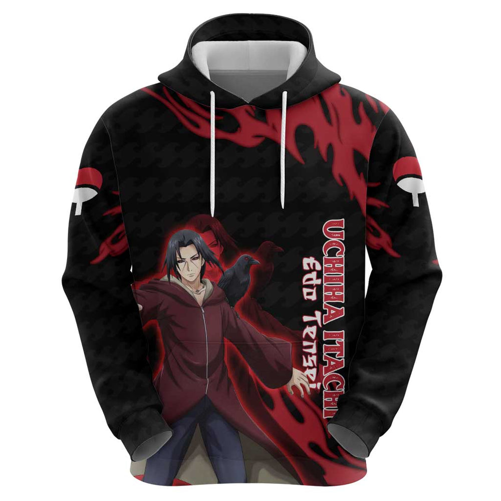 Uchiha Itachi Edo Tensei Naruto Hoodie Crimson Flame Anime Resurrection Style Uchiha Itachi Edo Tensei Naruto Hoodie Crimson Flame Anime Resurrection Style