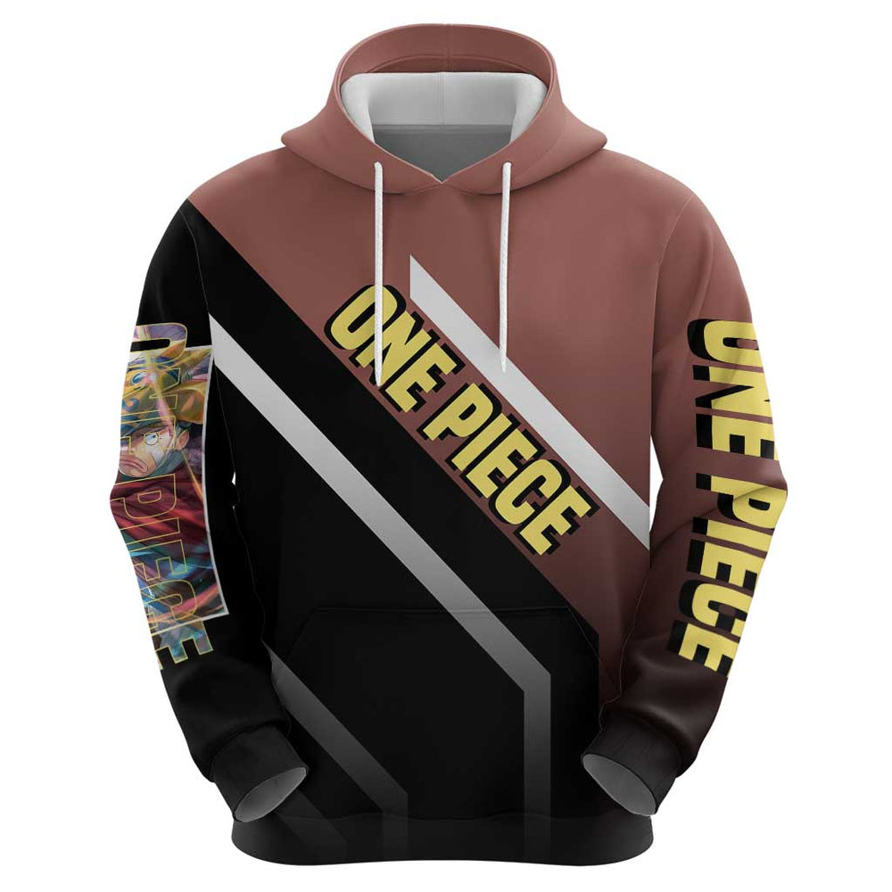 Usopp One Piece Hoodie with Slingshot and Courageous Adventure Pose Design Usopp One Piece Hoodie with Slingshot and Courageous Adventure Pose Design