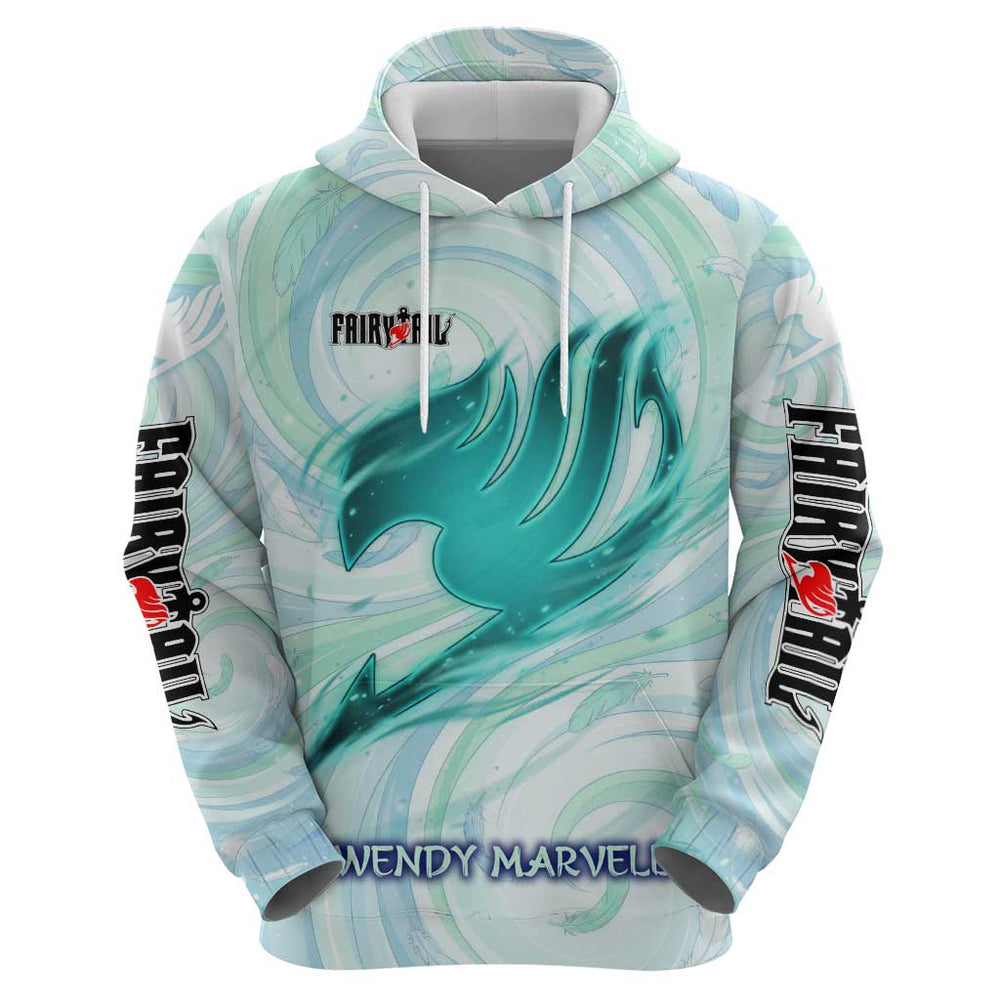 Wendy Marvell Fairy Tail Hoodie Sky Dragon Anime Style with Pastel Wind and Wing Motif Wendy Marvell Fairy Tail Hoodie Sky Dragon Anime Style with Pastel Wind and Wing Motif