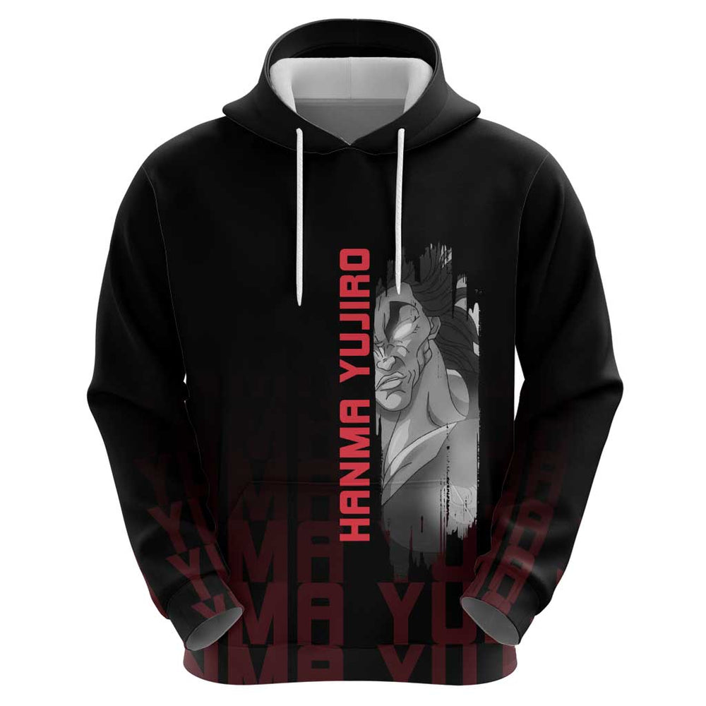 Yujiro Hanma The Ogre Baki Series Gym Theme Hoodie with Muscular Back Design and Bold Typography Yujiro Hanma The Ogre Baki Series Gym Theme Hoodie with Muscular Back Design and Bold Typography
