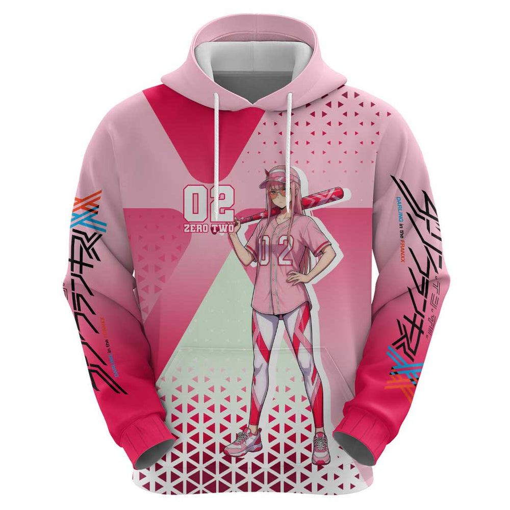 Zero Two Hoodie Retro Baseball Anime Style Zero Two Hoodie Retro Baseball Anime Style