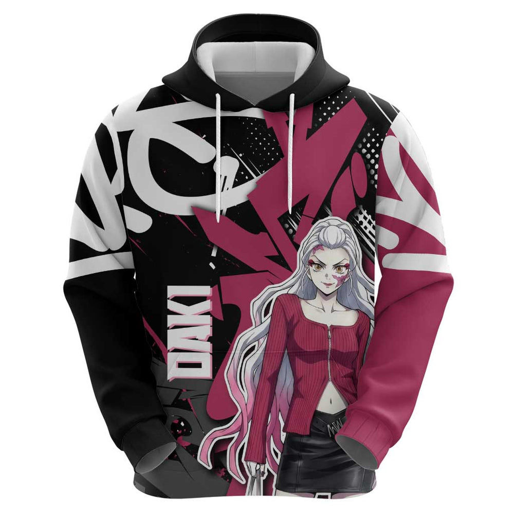 Daki Demon Slayer Hoodie Pink Graffiti Anime Aesthetic Daki Demon Slayer Hoodie Pink Graffiti Anime Aesthetic