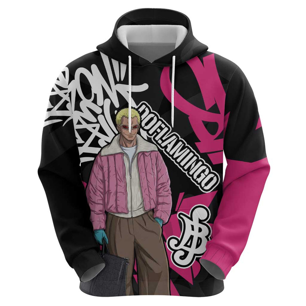 Donquixote Doflamingo One Piece Hoodie Graffiti Street Art Anime Collage Donquixote Doflamingo One Piece Hoodie Graffiti Street Art Anime Collage
