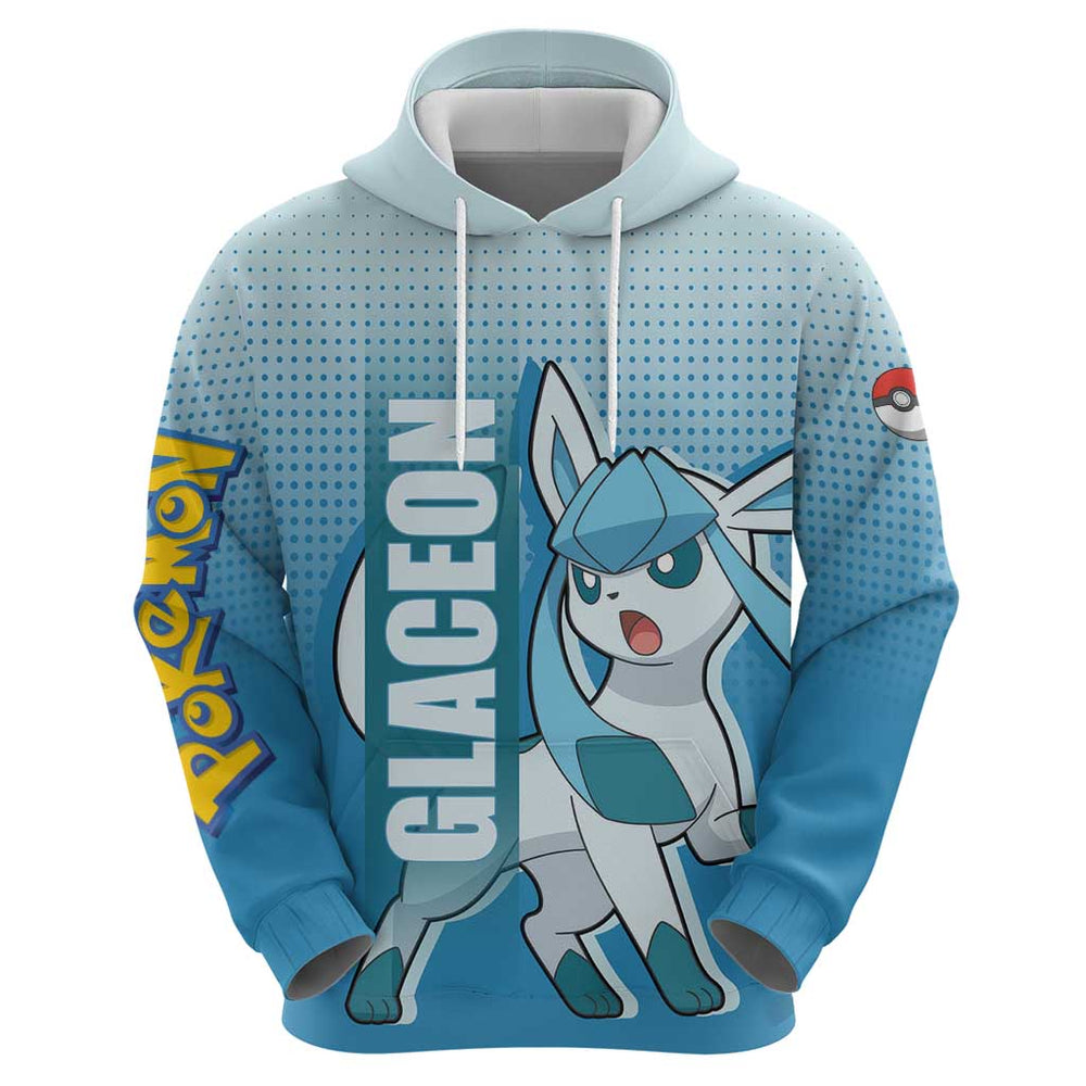 Glaceon from Pok Hoodie with Ice Type Ability and Elegant Pose Design Glaceon from Pok Hoodie with Ice Type Ability and Elegant Pose Design
