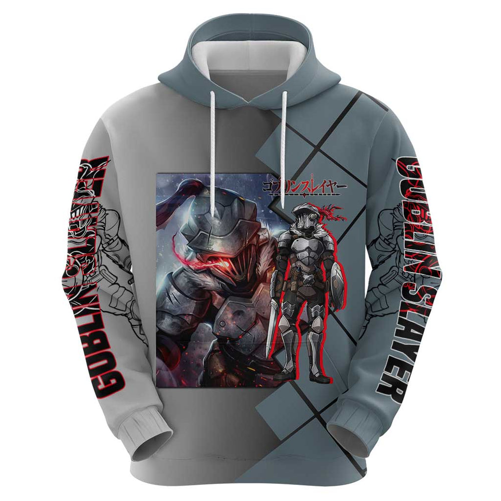 Goblin Slayer Goblin Slayer Hoodie with Armor Clad Battle Pose and Dark Fantasy Design Goblin Slayer Goblin Slayer Hoodie with Armor Clad Battle Pose and Dark Fantasy Design