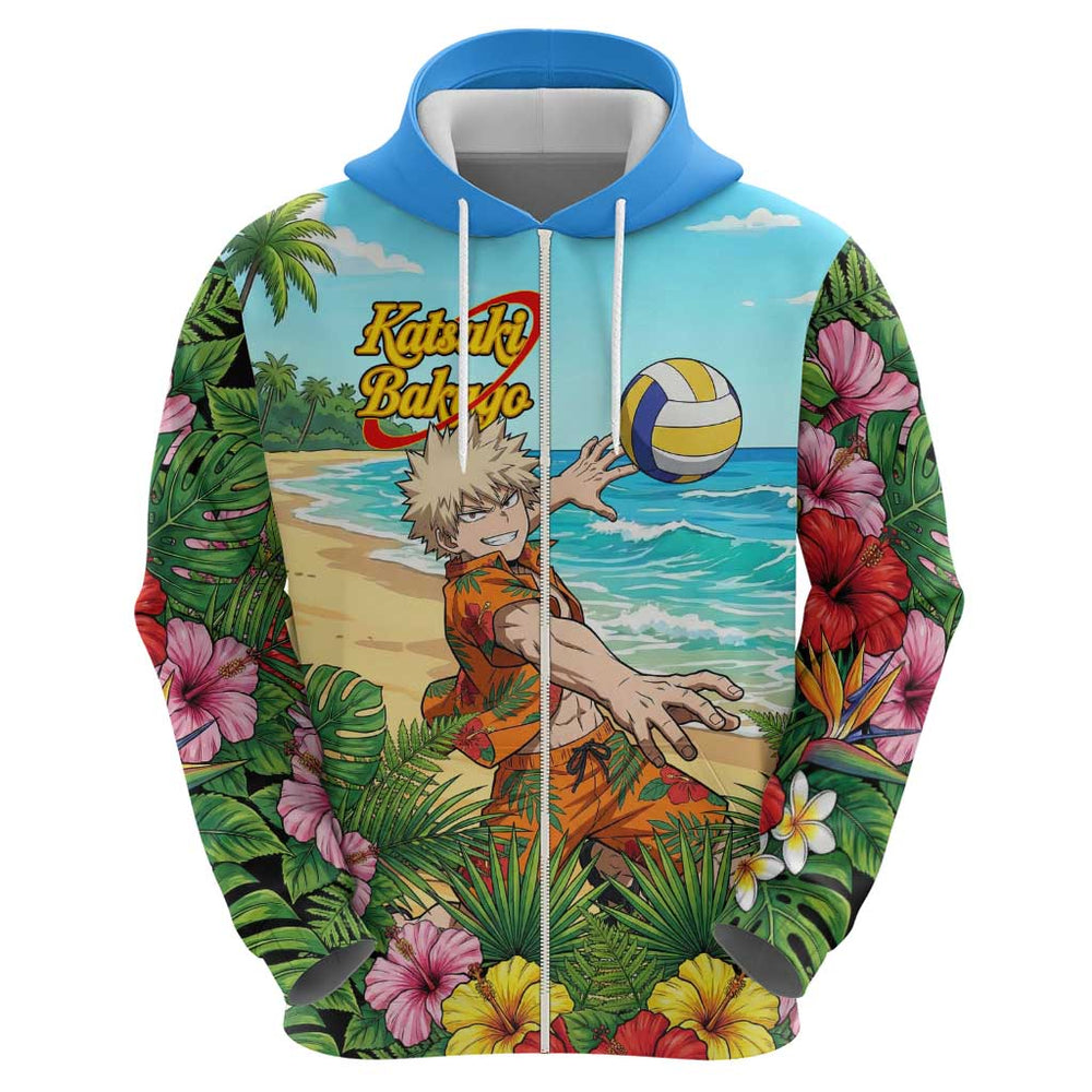 Katsuki Bakugo Summer Chill Hoodie Tropical Anime Action Scene Katsuki Bakugo Summer Chill Hoodie Tropical Anime Action Scene