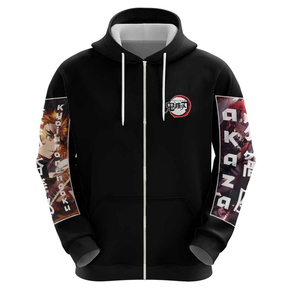 Kyojuro Rengoku vs Akaza Demon Slayer Hoodie Anime Style Kyojuro Rengoku vs Akaza Demon Slayer Hoodie Anime Style