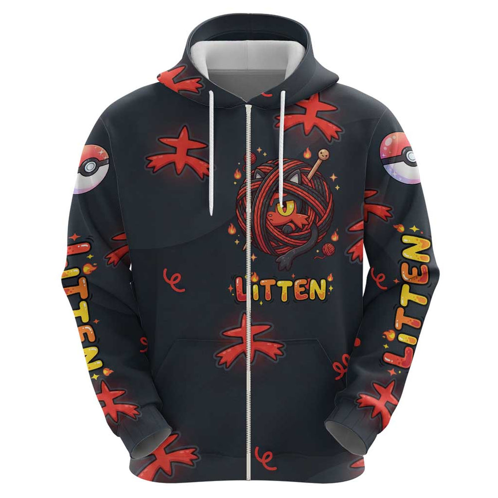 Litten Hoodie Playful Ember Cartoon Art Litten Hoodie Playful Ember Cartoon Art