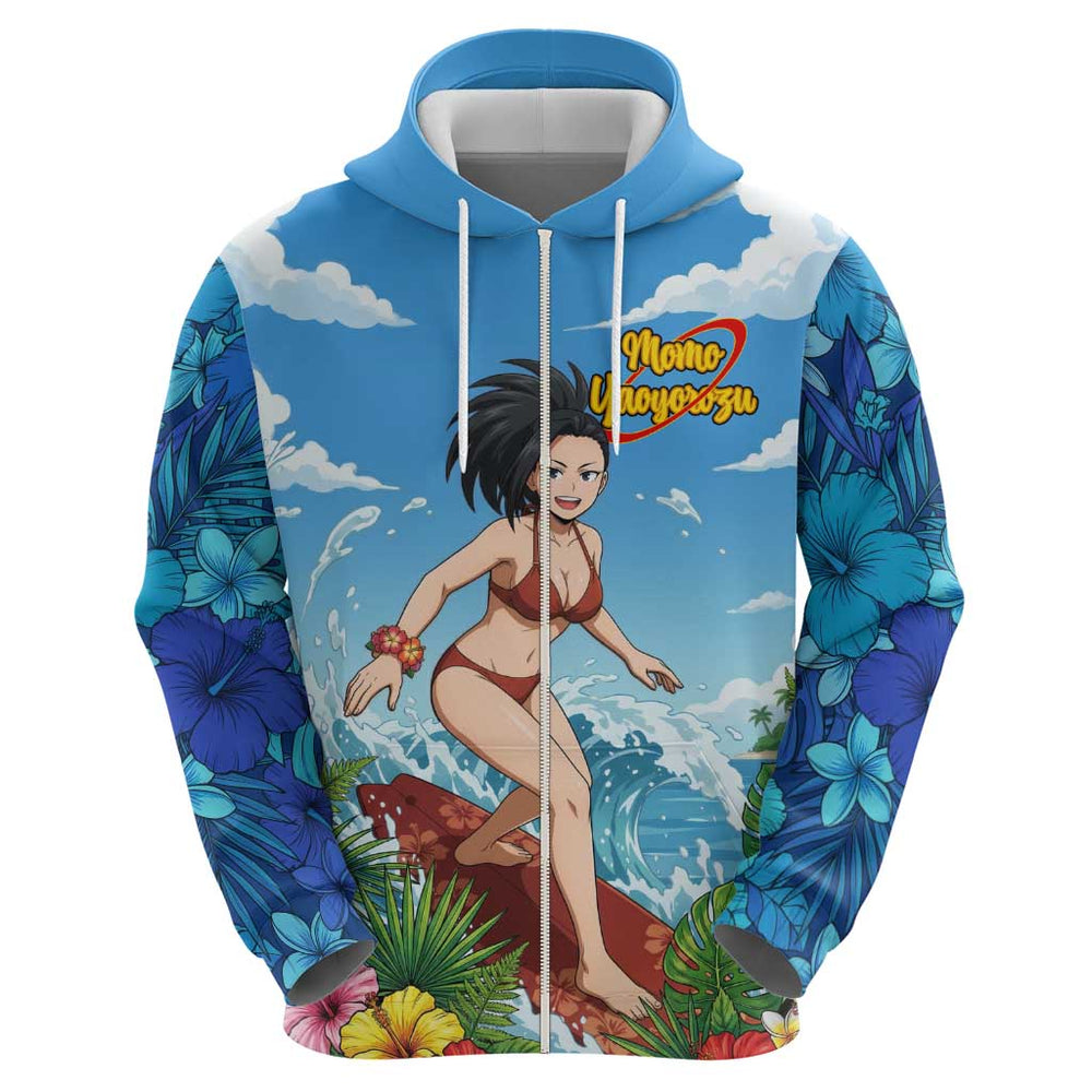 Momo Yaoyorozu Summer Chill Hoodie Tropical Anime Surf Adventure Momo Yaoyorozu Summer Chill Hoodie Tropical Anime Surf Adventure