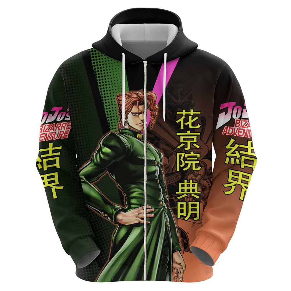 Noriaki Kakyoin JoJos Bizarre Adventure Hoodie with Hierophant Green Stand Noriaki Kakyoin JoJos Bizarre Adventure Hoodie with Hierophant Green Stand