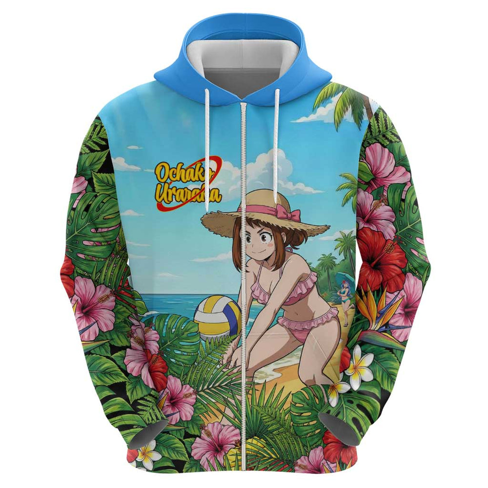 Ochako Uraraka Summer Chill Hoodie Tropical Anime Beach Play Ochako Uraraka Summer Chill Hoodie Tropical Anime Beach Play