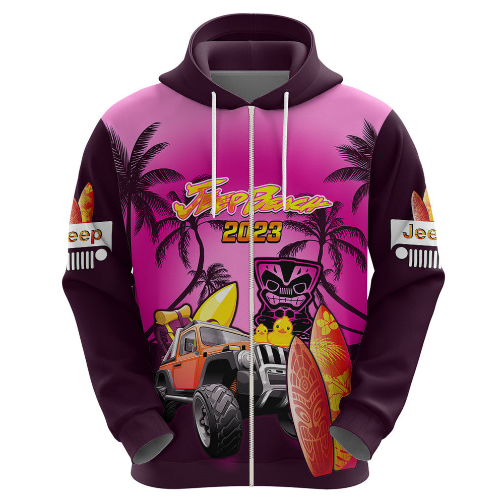 Personalised Pink Jeep Beach 2023 Hoodie Happy 20th Anniversary Personalised Pink Jeep Beach 2023 Hoodie Happy 20th Anniversary