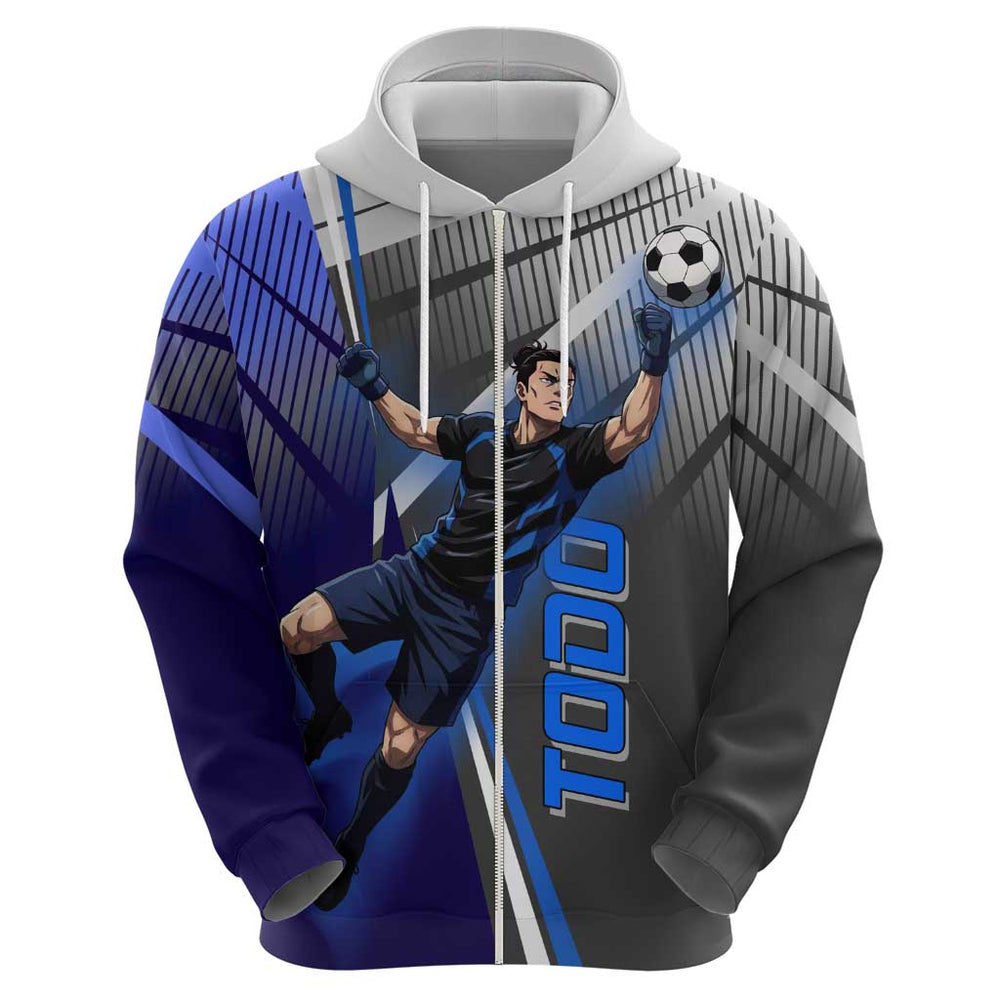 Personalized Aoi Todo Jujutsu Kaisen Hoodie with Blue Gradient and Goalkeeper Action Design Personalized Aoi Todo Jujutsu Kaisen Hoodie with Blue Gradient and Goalkeeper Action Design