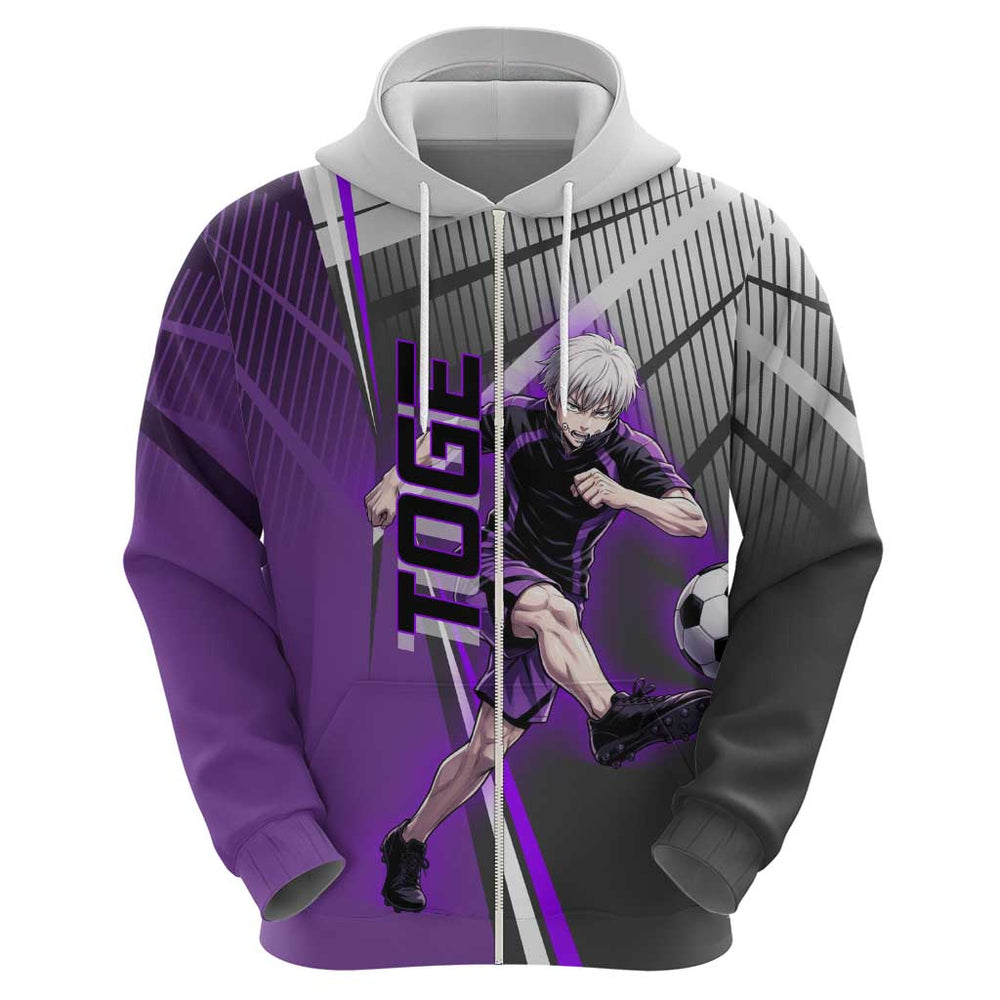 Personalized Toge Inumaki Jujutsu Kaisen Hoodie with Purple Gradient and Action Kick Design Personalized Toge Inumaki Jujutsu Kaisen Hoodie with Purple Gradient and Action Kick Design